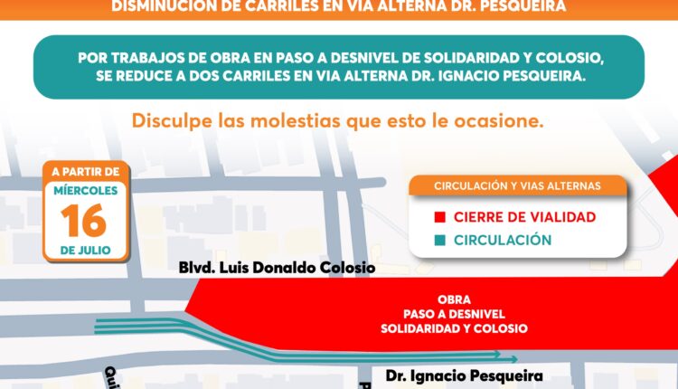 Reitera Ayuntamiento De Hermosillo Llamado A Tomar Precauciones Por Reducción De Carriles En La Calle Doctor Pesqueira1